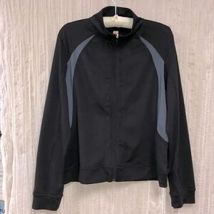 SJB L Black Gray Mesh-like Inset Combo Full Zip Performance Athletic Jacket